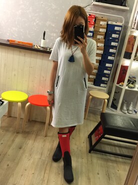 「francoのアイテム（ワンピース、ホワイト系）」を使った、la uさん（レディース・166cm）の秋コーディネート