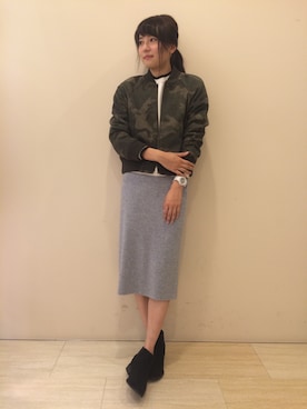 「カモ柄」｜「アイテム（スタジャン）」を使った、yukiko_yamaさん（レディース・161cm）の秋コーディネート
