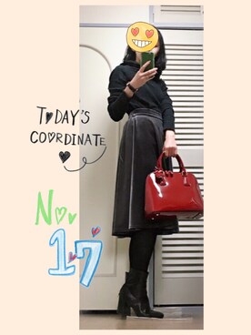 「ベロアスカート」｜「アイテム（腕時計）」を使った、はるさん（レディース・159cm）の秋コーディネート