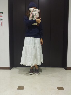 「ユナイテッドアローズ」｜「アイテム（ニットキャップ/ビーニー）」を使った、LHITさん（レディース・161cm）の春コーディネート