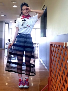 「アイテム（本、ホワイト系）」を使った、Marinaさん（レディース・168cm）の春コーディネート
