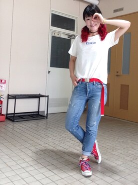 「アイテム（本、グレー系）」を使った、Marinaさん（レディース・168cm）の夏コーディネート