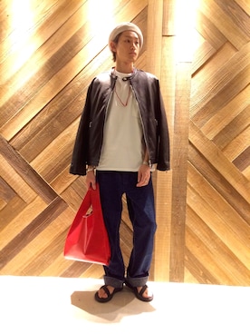 「orslow」｜「アイテム（ライダースジャケット）」を使った、H.Murataさん（メンズ・175cm）の夏コーディネート
