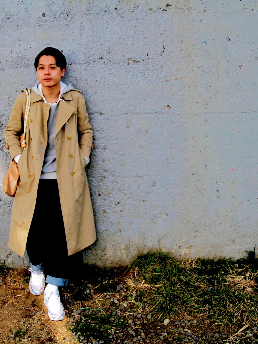 「NIKE、COMME des GARCONS、burberry」｜「NIKE AIRMAX90（スニーカー、ホワイト系）」を使った、モリさん（メンズ・167cm）の冬コーディネートの1枚目の写真