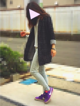 「Bershka（ベルシュカ）のアイテム（テーラードジャケット、ブラック系）」を使った、.Mlさん（レディース・160cm）の秋コーディネート