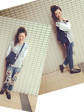 「S/DOUBLE （エスダブル）のアイテム（バッグ）」を使った、mika tamuraさん（レディース・158cm）の秋コーディネート
