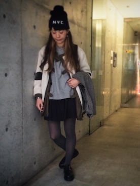 「A（エィス）のアイテム（その他アウター）」を使った、mika tamuraさん（レディース・158cm）の冬コーディネート