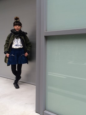 「コーディネート」｜「アイテム（ナイロンジャケット）」を使った、mika tamuraさん（レディース・158cm）の冬コーディネート