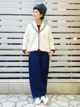 「BEAMS BOY（ビームスボーイ）のアイテム（テーラードジャケット）」を使った、あさやま ふうこさん（レディース・160cm）の秋コーディネート