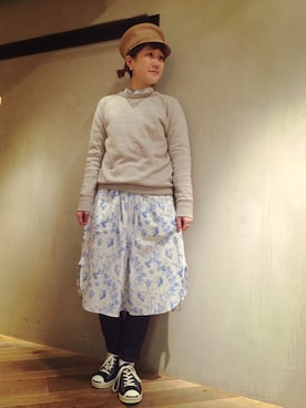 「アイテム（キャスケット）」を使った、あさやま ふうこさん（レディース・158cm）の春コーディネート