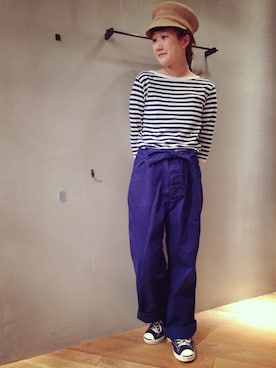 「アイテム（キャスケット）」を使った、あさやま ふうこさん（レディース・158cm）の夏コーディネート