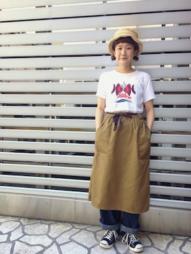 「アイテム（シューズ、ブルー系）」を使った、あさやま ふうこさん（レディース・158cm）の夏コーディネート