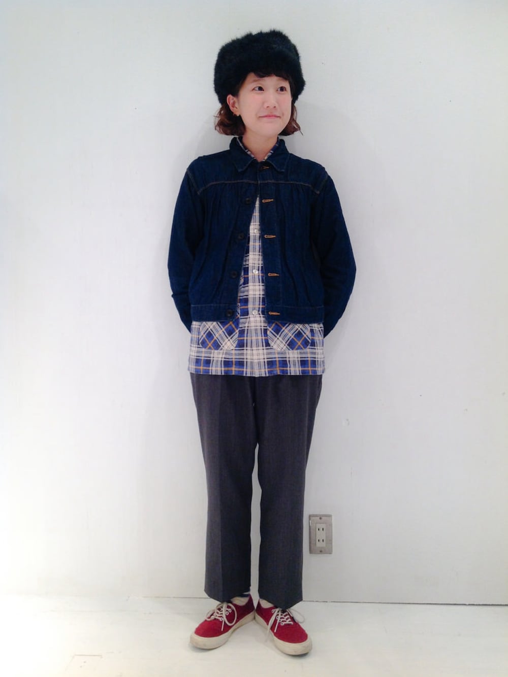 「BEAMS、BEAMS BOY」｜「BEAMS BOYの●South2 West8 / フラノ 6P SHIRTS ◆（シャツ/ブラウス、ブルー系）」を使った、あさやま ふうこさん（レディース・158cm）の秋コーディネートの1枚目の写真