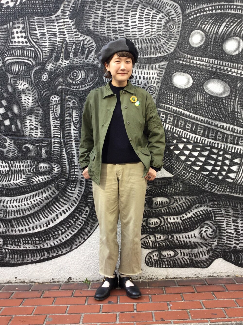 「BEAMS、BEAMS BOY、sanders、used、military」｜「BEAMS BOYのBEAMS BOY / 9ゲージ 畦編 V ハイネック（ニット/セーター、ブルー系）」を使った、あさやま ふうこさん（レディース・158cm）の冬コーディネートの1枚目の写真