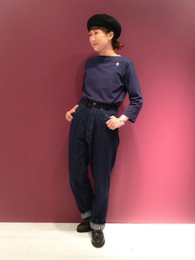 「orslow」｜「アイテム（ハンチング/ベレー帽）」を使った、あさやま ふうこさん（レディース・158cm）の秋コーディネート