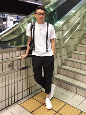 「ZARA MANのアイテム（トップス、ホワイト系）」を使った、LilYangさん（メンズ・179cm）の秋コーディネート