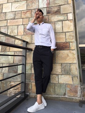 「ZARA MANのアイテム（トップス、ホワイト系）」を使った、LilYangさん（メンズ・179cm）の秋コーディネート