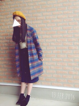 「ehka sopo（エヘカソポ）のアイテム（チェスターコート）」を使った、ちーちゃんずさん（レディース・157cm）の冬コーディネート