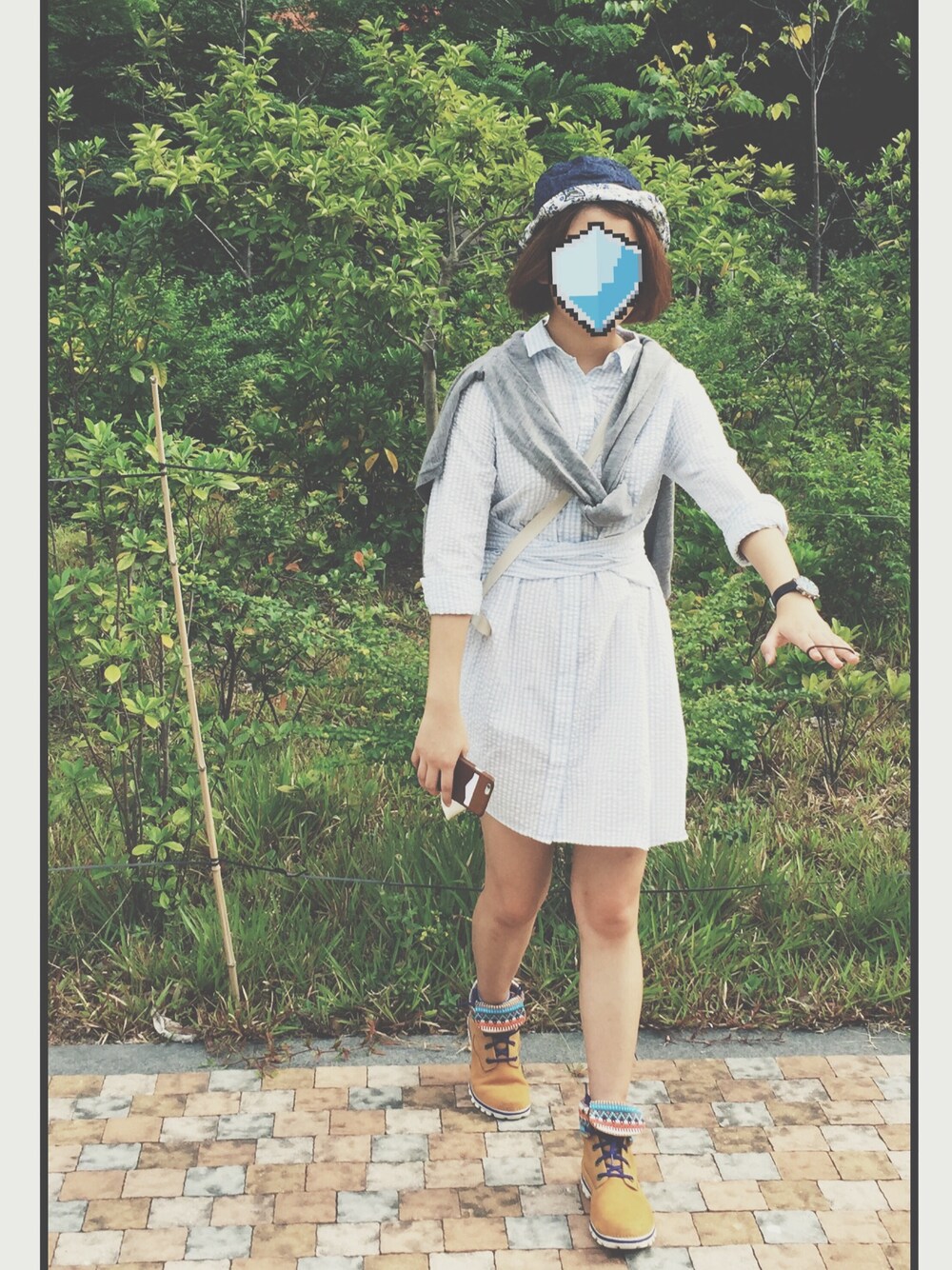「skirt、niko and ...、BLUE BLUE、Yamagirl」｜「made in hong kongのアイテム（帽子、ブルー系）」を使った、choikayukさん（レディース・168cm）の秋コーディネートの1枚目の写真