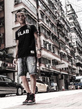 「SLAB（スラブ）のアイテム」を使った、BIG.J さん（メンズ・175cm）の夏コーディネート