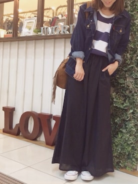 「Ungrid（アングリッド）の 【Casual】ｳﾞｨﾝﾃｰｼﾞGｼﾞｬﾝ （デニムジャケット）」を使った、makiさん（レディース・158cm）の夏コーディネート