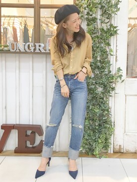 「テンセル」｜「アイテム（パンツ）」を使った、makiさん（レディース・158cm）の秋コーディネート