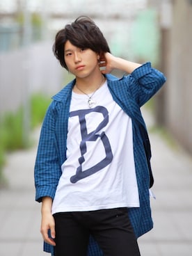「アイテム（ステンカラーコート）」を使った、ふみふみさん（メンズ・175cm・10代）の春コーディネート