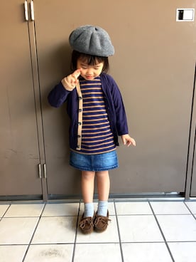 「子供服」｜「アイテム（モカシン/デッキシューズ）」を使った、YOSHIさん（キッズ・100cm）の秋コーディネート