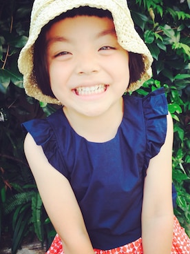 「PETIT BATEAU（プチバトー）のアイテム（スカート）」を使った、s☃k♨︎さん（キッズ・110cm）の夏コーディネート