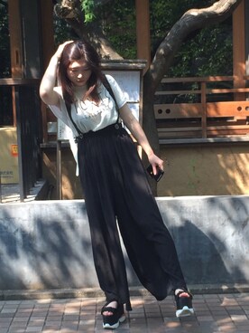「CECIL McBEE（セシルマクビー）のアイテム（サロペット/オーバーオール）」を使った、アユルさん（レディース・158cm）の夏コーディネート