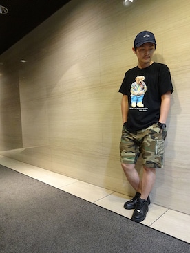 「cassettepunch.（カセットパンチ）のアイテム（キャップ）」を使った、kings1977さん（メンズ・162cm）の夏コーディネート