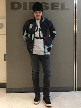 「DIESEL（ディーゼル）のアイテム（ブルゾン）」を使った、たかしさん（メンズ・174cm）の秋コーディネート