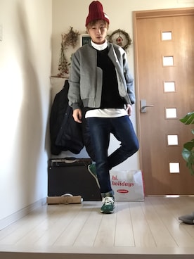 「アイテム（スタジャン）」を使った、かっちゃん。さん（メンズ・167cm）の冬コーディネート