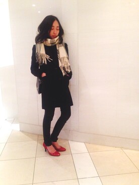「赤い靴」｜「アイテム（チェスターコート）」を使った、mariさん（レディース・152cm）の春コーディネート