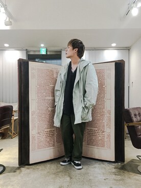 「美容師」｜「アイテム（ナイロンジャケット）」を使った、shuさん（メンズ・178cm）の冬コーディネート