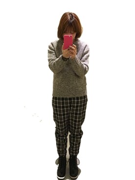 「NOMBRE IMPAIR（ノンブルアンペール）のアイテム（パンツ）」を使った、kuriさん（レディース・161cm）の冬コーディネート