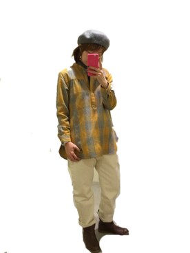 「仕事コーデ」｜「アイテム（ハンチング/ベレー帽）」を使った、kuriさん（レディース・161cm）の冬コーディネート