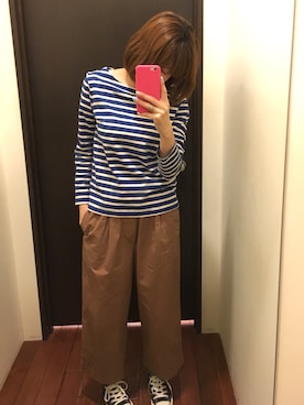「NOMBRE IMPAIR（ノンブルアンペール）のアイテム（Tシャツ/カットソー）」を使った、kuriさん（レディース・161cm）の春コーディネート