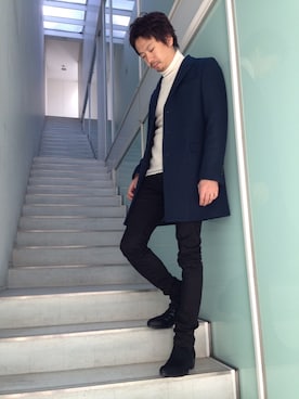 「チェスター」｜「アイテム（ブーツ）」を使った、OMIさん（メンズ・180cm）の冬コーディネート