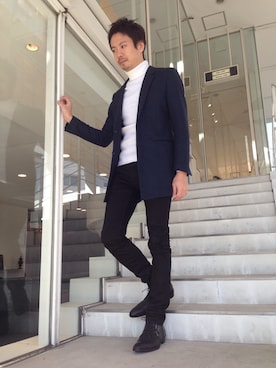 「ロングジャケット」｜OMIさん（メンズ・180cm）の冬コーディネート