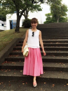 「JOUR de Language（ジュールドランゲージ）のアイテム」を使った、Kaori Omuraさん（レディース・159cm）の夏コーディネート