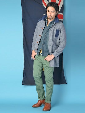 「The DUFFER of ST.GEORGE（ザダファーオブセントジョージ）のアイテム（その他アウター）」を使った、JEEさん（メンズ・182cm）の春コーディネート