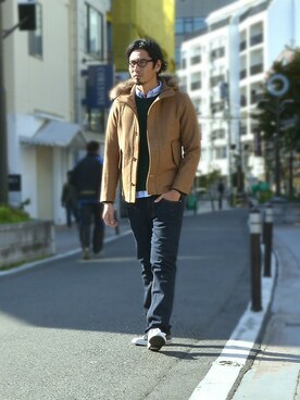 「The DUFFER of ST.GEORGE（ザダファーオブセントジョージ）のアイテム（その他アウター）」を使った、JEEさん（メンズ・182cm）の冬コーディネート