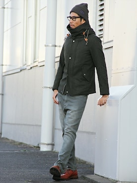 「The DUFFER of ST.GEORGE（ザダファーオブセントジョージ）のアイテム（モッズコート）」を使った、JEEさん（メンズ・182cm）の秋コーディネート