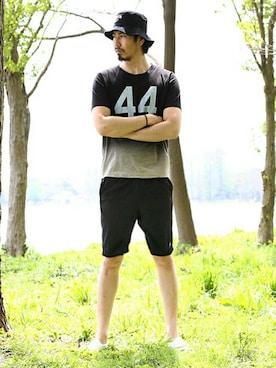 「The DUFFER of ST.GEORGE（ザダファーオブセントジョージ）のアイテム（帽子）」を使った、JEEさん（メンズ・182cm）の春コーディネート