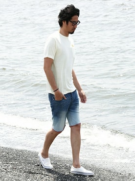 「The DUFFER of ST.GEORGE（ザダファーオブセントジョージ）のアイテム（シューズ）」を使った、JEEさん（メンズ・182cm）の春コーディネート