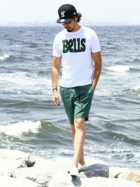 「The DUFFER of ST.GEORGE（ザダファーオブセントジョージ）のアイテム（トップス）」を使った、JEEさん（メンズ・182cm）の夏コーディネート