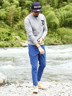 「The DUFFER of ST.GEORGE（ザダファーオブセントジョージ）のアイテム（キャップ）」を使った、JEEさん（メンズ・182cm）の秋コーディネート