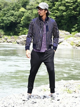 「The DUFFER of ST.GEORGE（ザダファーオブセントジョージ）のアイテム（MA-1）」を使った、JEEさん（メンズ・182cm）の秋コーディネート