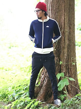 「アイテム（ジャージ）」を使った、JEEさん（メンズ・182cm）の夏コーディネート